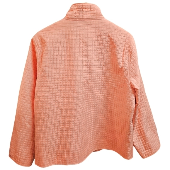 Mel & Lisa Silk Quilted Peach High Collar Jacket Size 16 Metal Twist Buttons - Picture 3 of 10